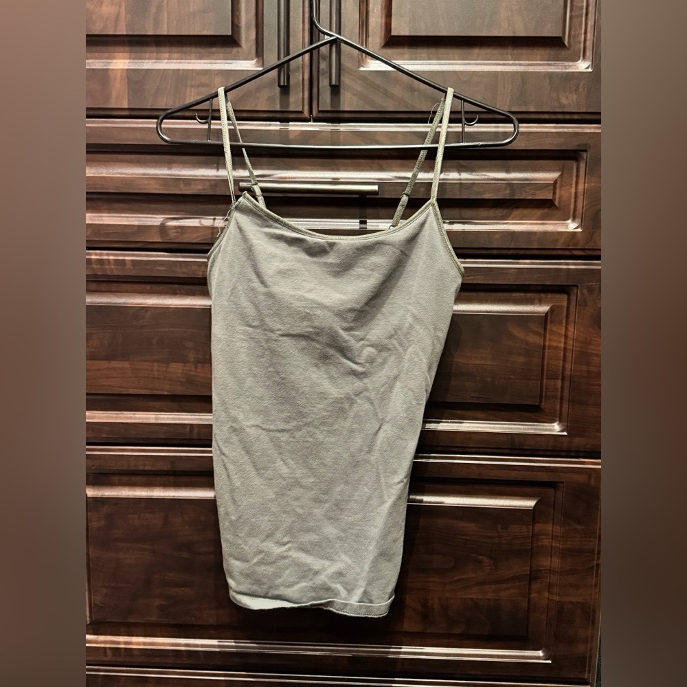 Women's Gray / olive Spaghetti Strap Top MEDIUM